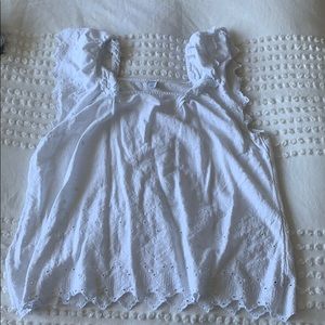 basic white top w/ embroidered details lacy sleeve